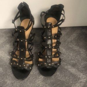 Ivanka Trump black high heeled open toe. Good condition.